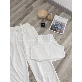 ❣❣sét áo croptop phối quần jogger trắng