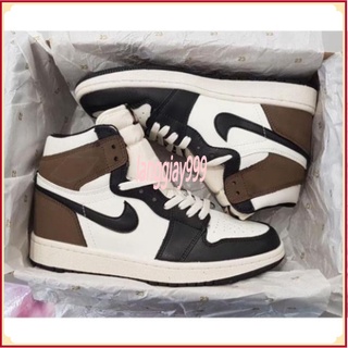 Giày cổ cao FREE SHIP Giày Jordan Nâu đen cổ cao hàng cao cấp nam nữ full box