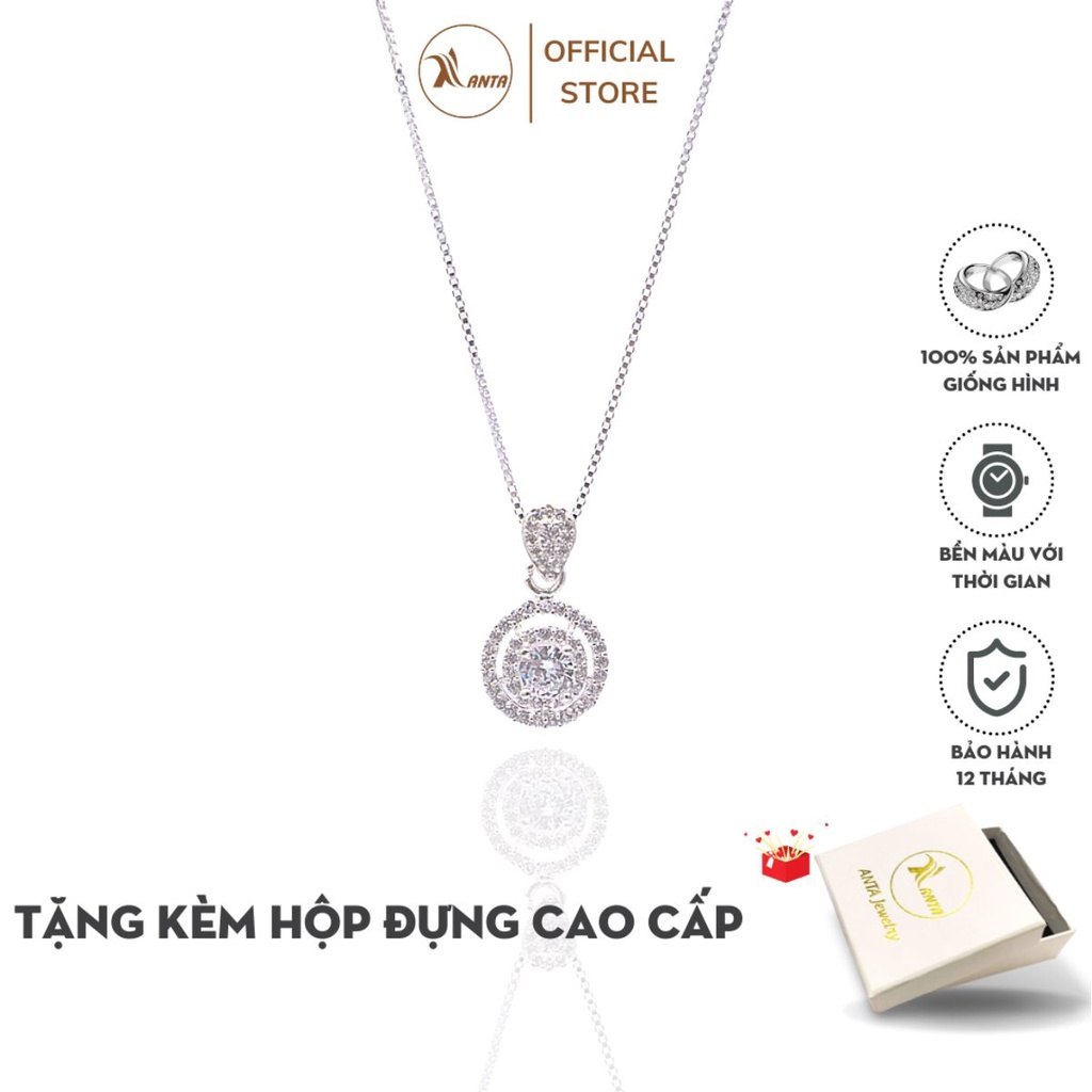 Dây chuyền bạc 925 mặt tròn đính đá nhỏ sáng lấp lánh thời trang cho nữa  ANTA Jewelry - ATJ6543M