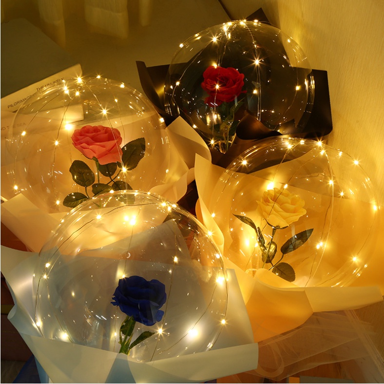 Set bộ quà tặng bong bóng hoa hồng bán sẵn theo bộ có đèn led, bóng bobo phụ kiện tự lắp đặt dịp lễ tình yêu siêu hot!