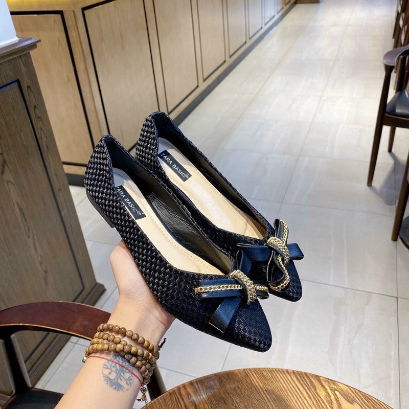 GIÀY BÚP BÊ MŨI NHỌN NƠ SIÊU DỄ THƯƠNG
