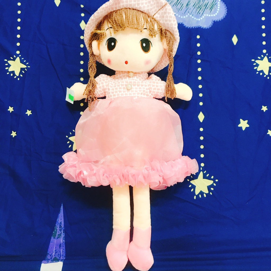 Búp bê Nhồi Bông váy vải voan cao cấp - Gấu bông hình búp bê xịn mịn cho bé