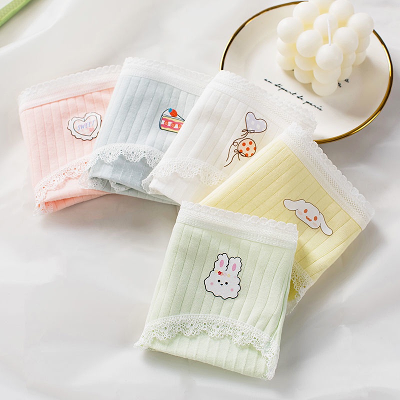 ♗✾▤3/4/5 Bài viết Đồ lót kháng khuẩn dành cho nữ Sinh viên nữ bằng vải cotton nguyên chất Hàn Quốc Thắt lưng giữa thoáng khí Nhật Bản Quần sịp dành cho phụ nữ dành cho người lớn