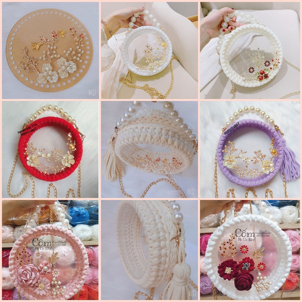 Set nguyên liệu túi trong suốt đính phụ kiện