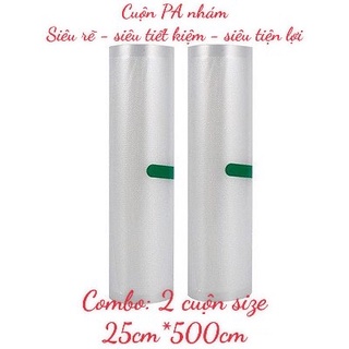 [Bộ 2 cuộn 25*500] túi hút chân không 1 mặt nhám(phù hợp cho máy hút gia đình]