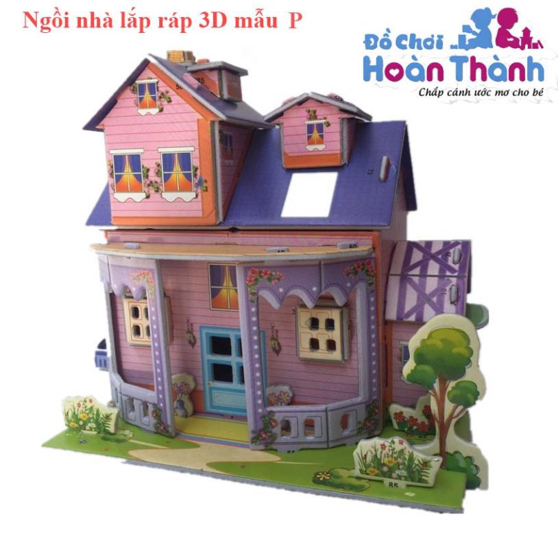 Đồ chơi trí tuệ thông minh mô phỏng Đồ chơi lắp ráp trẻ em mô hình ngôi nhà 3D, câu đố giáo dục sớm