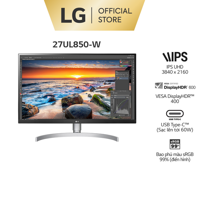 Màn hình LG 27UL850-W 27" 4K UHD VESA Display HDR 400 5ms 60Hz IPS - Hàng Chính Hãng | BigBuy360 - bigbuy360.vn