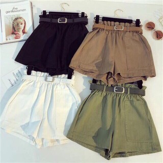 Quần Short Kaki Nữ Cạp Cao Ống Rộng ( TẶNG KÈM THẮT LƯNG) EVA QN 10002
