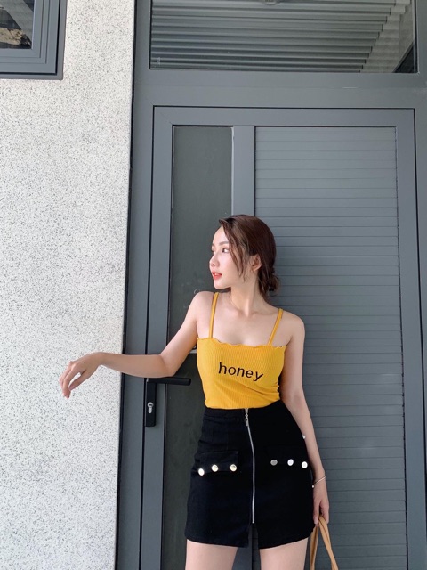 Áo 2 dây thêu chữ honey 3 màu chất vải mềm mịn LIKANO CRT74 | BigBuy360 - bigbuy360.vn