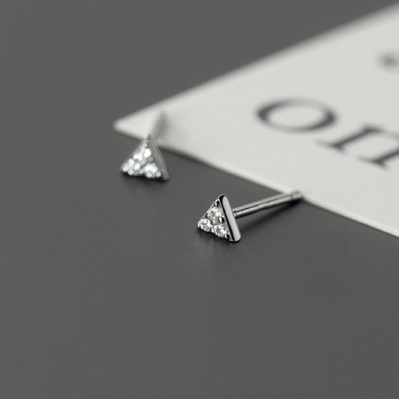 Bông tai tam giác nhỏ 3mm - kèm hộp đựng trang sức
