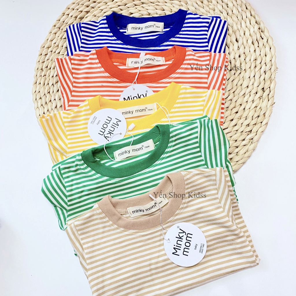 Bộ Dài Tay Kẻ Nhỏ Cạp Cao Minky Mom Cho Bé (7-19kg) (SP001285)