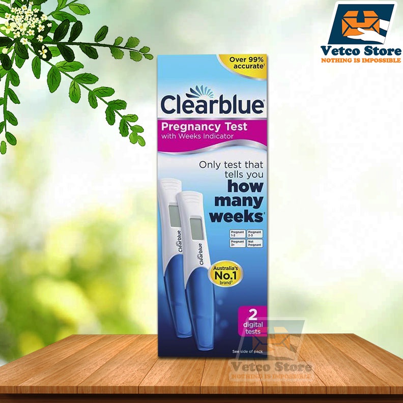 Que Thử Thai Điện Tử Hiện Rõ Tuần Tuổi Clearblue How Many Weeks ( Hộp 2 Que Test )