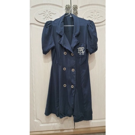 Thanh lý Đầm cổ vest dáng chữ A thủy thủ xanh navy