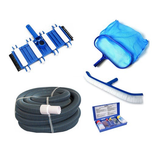Combo bộ thiết bị vệ sinh 5 món Ống hút vệ sinh 9M, Chổi Cọ 45cm, Vợt Rác sâu lòng, bàn hút 8 bánh, test PH