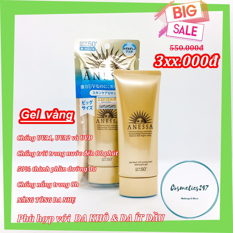 ( Bb221 ) Kem chống nắng Anessa Perfect UV Sunscreen Skincare Milk SPF 50+ PA++ dành cho Da Dầu & Da Dầu Mụn màu vàng  6