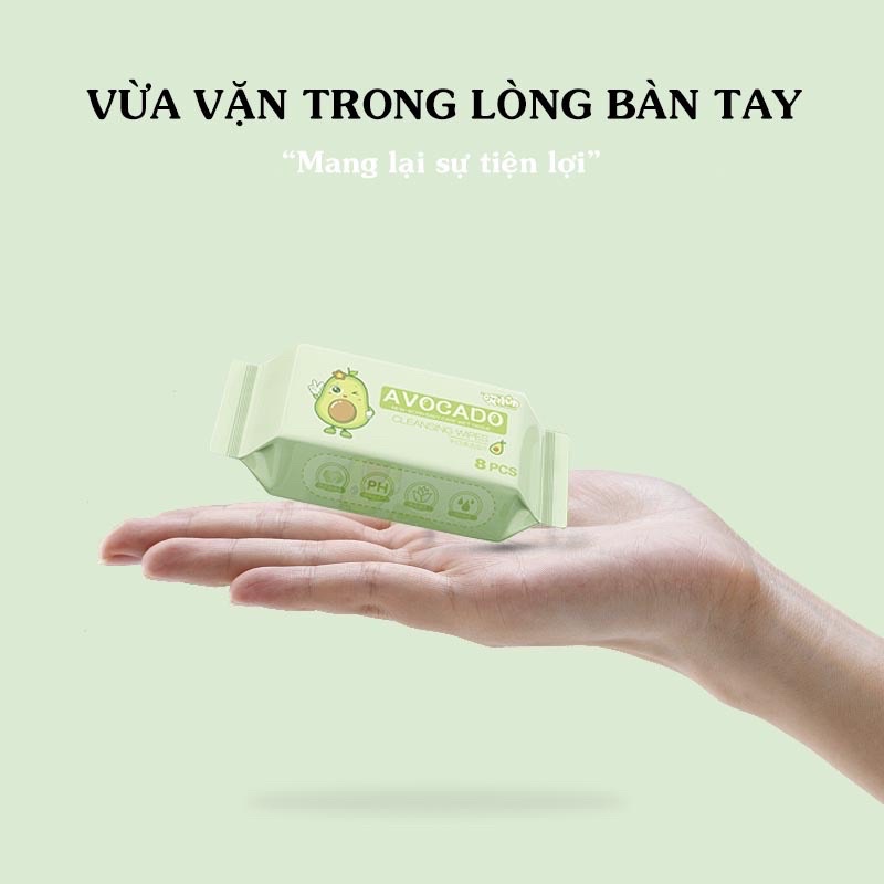 Khăn Giấy Ướt Mini Set 8 Gói (64 tờ) Dễ Thương Bỏ Túi Tiện Lợi, Gói Khăn Ướt Tiện Dụng Cho Bé ( Giao Ngẫu Nhiên hình)