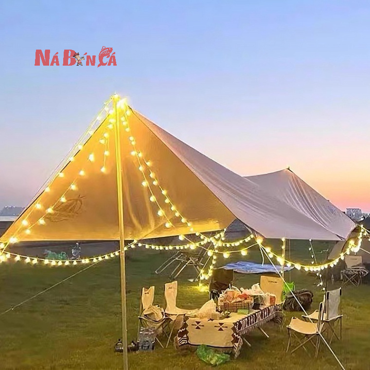 Đèn LED trang trí dây bóng tròn vàng ấm không nháy dùng pin tiện lợi, dùng đi du lịch cắm trại dã ngoại tiện lợi-DCP7