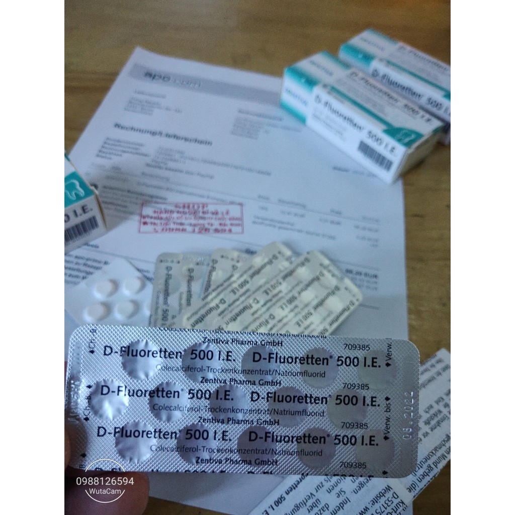 ( Giá Sỉ ) Vitamin D fluoretten 500 i.e 90 v Date2022 Hóa đơn mua hàng bên Đức