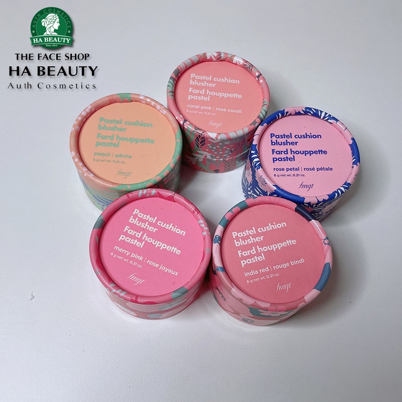 Phấn má hồng dạng bột The Face Shop siêu mịn kiềm dầu lâu trôi Hàn Quốc Pastel Cushion Blusher 6g