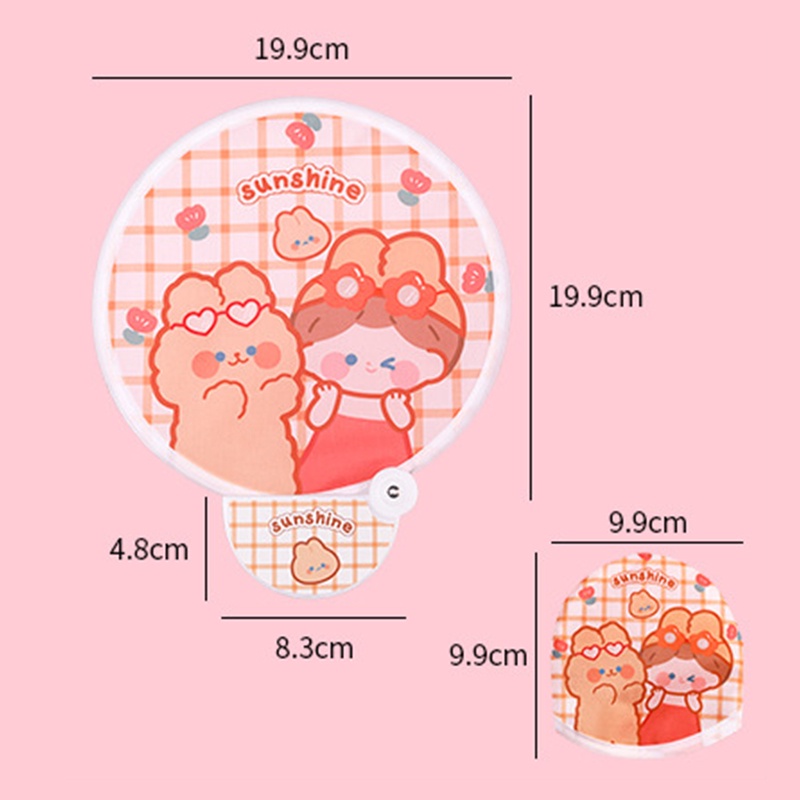 Quạt Xếp Mini Di Động Hình Tròn In Hoạt Hình Dễ Thương Cho Bé Gái