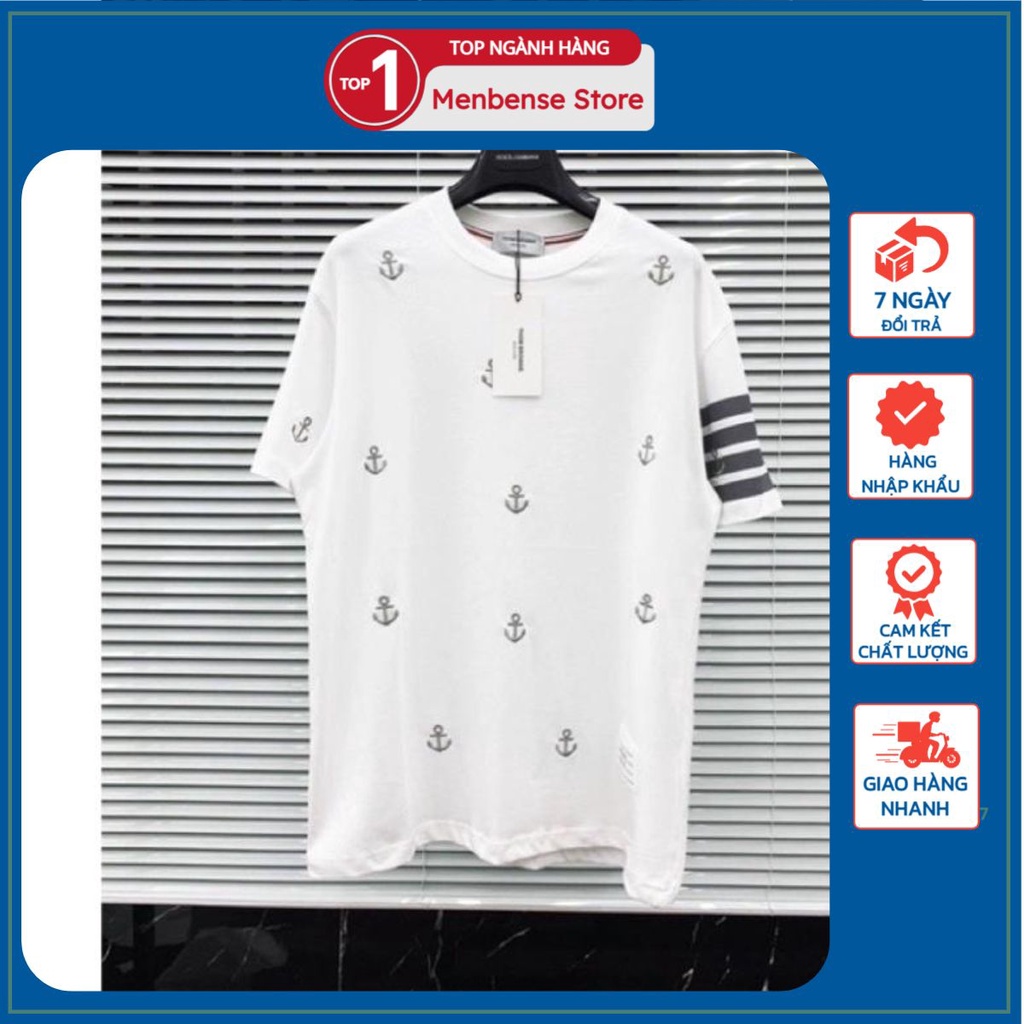 Áo phông Thom 4 sọc phối mỏ neo - áo thun tay lỡ Unisex nam nữ