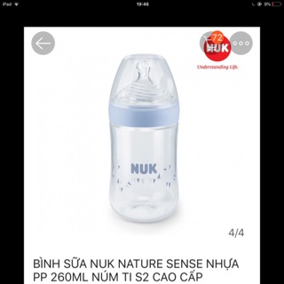 Bình sữa nuk nature sense s2-m