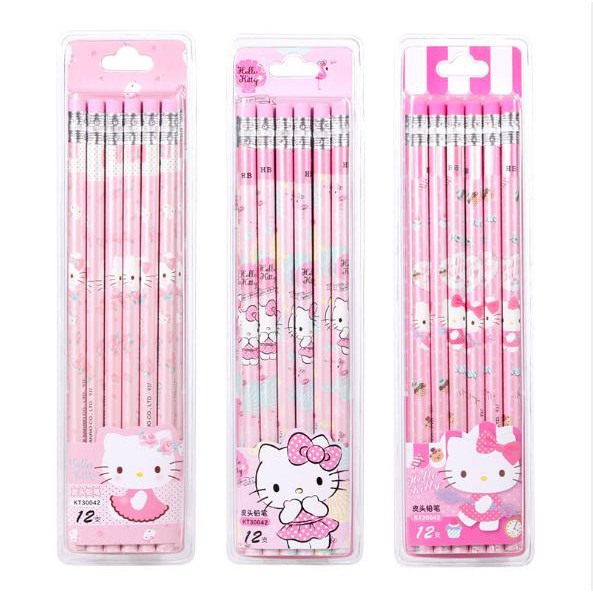 🌸🌸 Bộ 12 bút chì gỗ HB cho bé hình Hello Kitty ☘☘