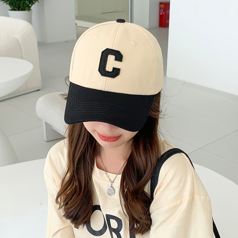 Mũ lưỡi trai nam nữ nón kết thêu chữ C phối 2 màu form mềm - MK18