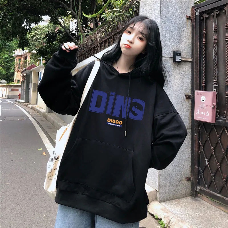 IELGY    Áo hoodie Nhung Tay Dài Dáng Rộng Phong Cách Hàn Quốc Dành Cho Nữ