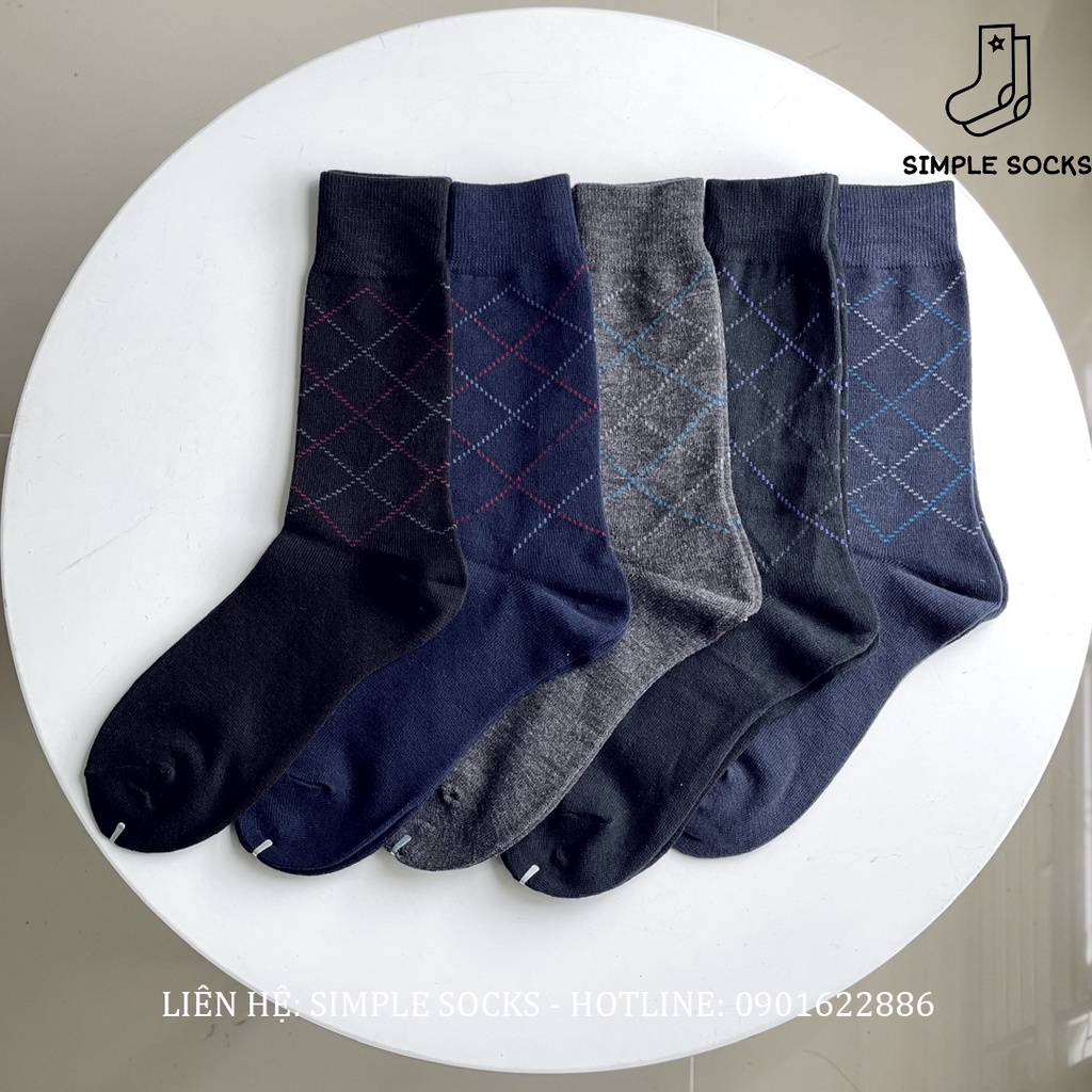Vớ Mang Giày Tây 💝FREESHIP️💝 Tất Công Sở Họa Tiết Sọc Ca Rô Cổ Cao Chất Cotton Nhẹ Êm Và Khô Thoáng