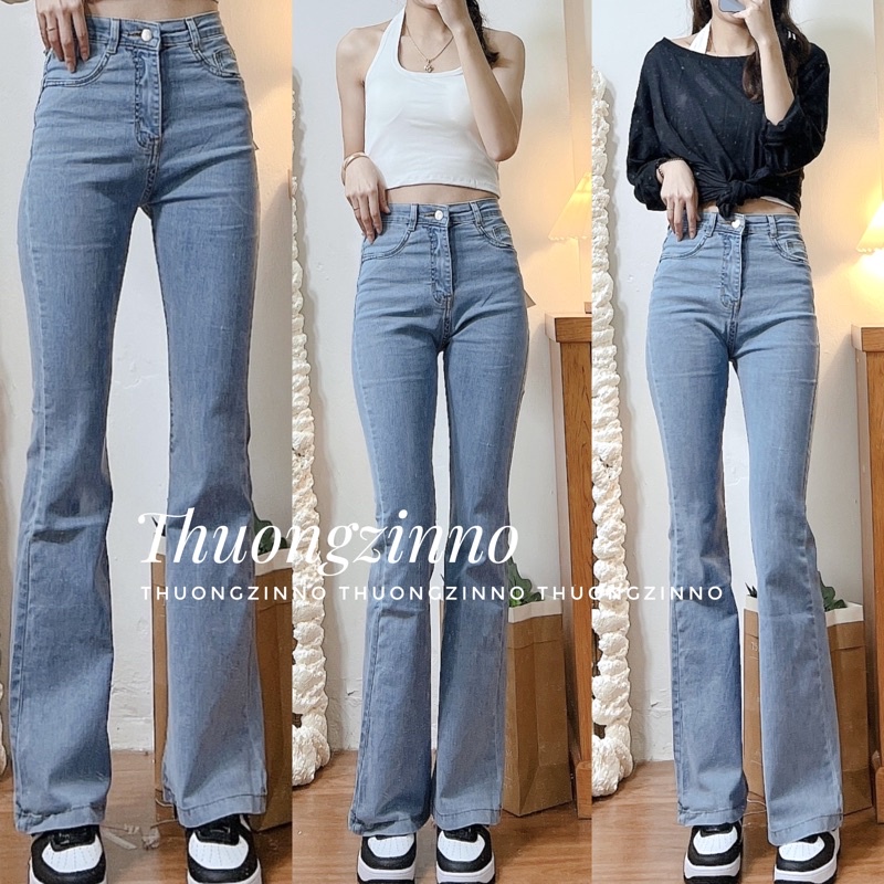 [Ảnh thật/Video] Quần jean nữ 97cm ống loe may gấu lưng cao dáng ôm skinny quần bò nữ cạp cao ống đứng loe nhẹ | BigBuy360 - bigbuy360.vn