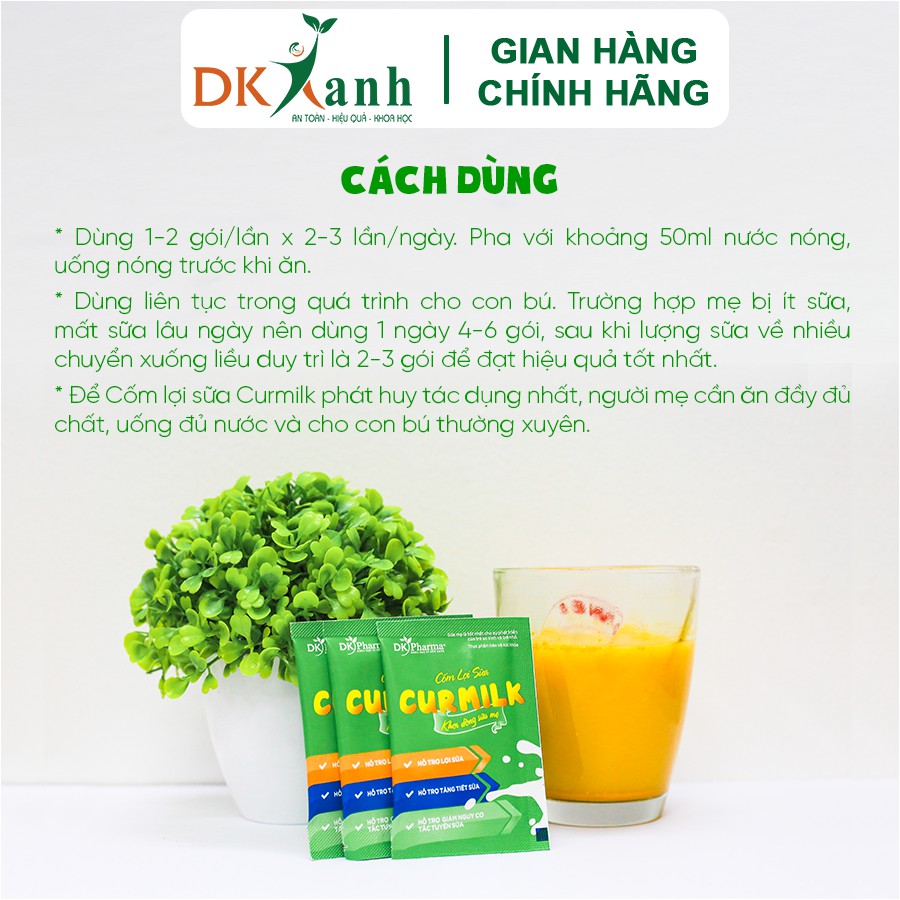 Combo 3 hộp Cốm lợi sữa Curmilk - DK Pharma, 3 hộp / 60 gói tặng 1 tắm bé thảo dược Yaocare Baby