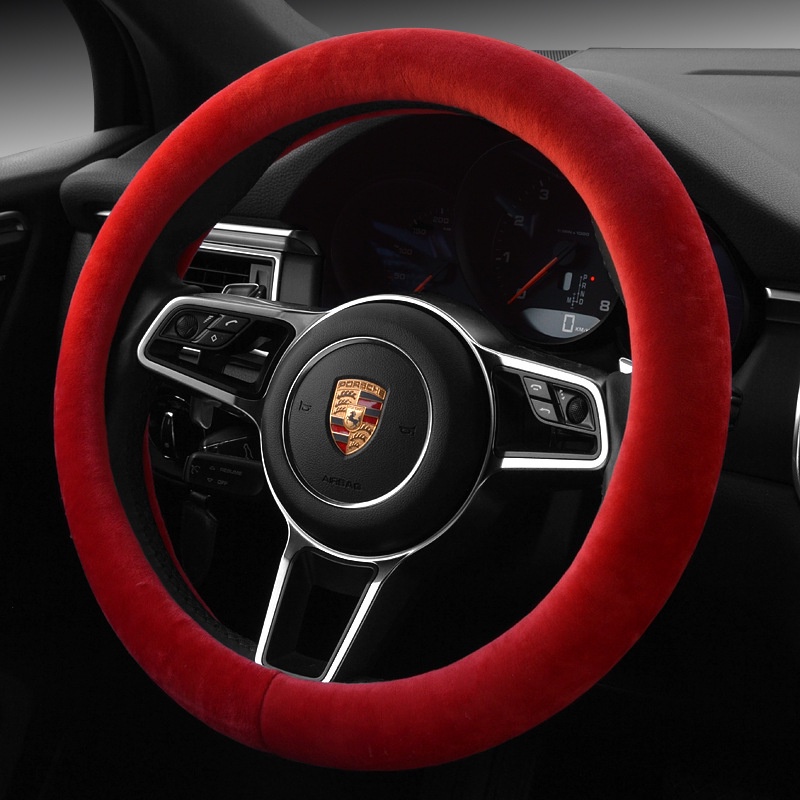 Plus Vỏ Bọc Vô Lăng Xe Hơi Màu Trơn Bằng Lông Nhung Thời Trang Thu Đông