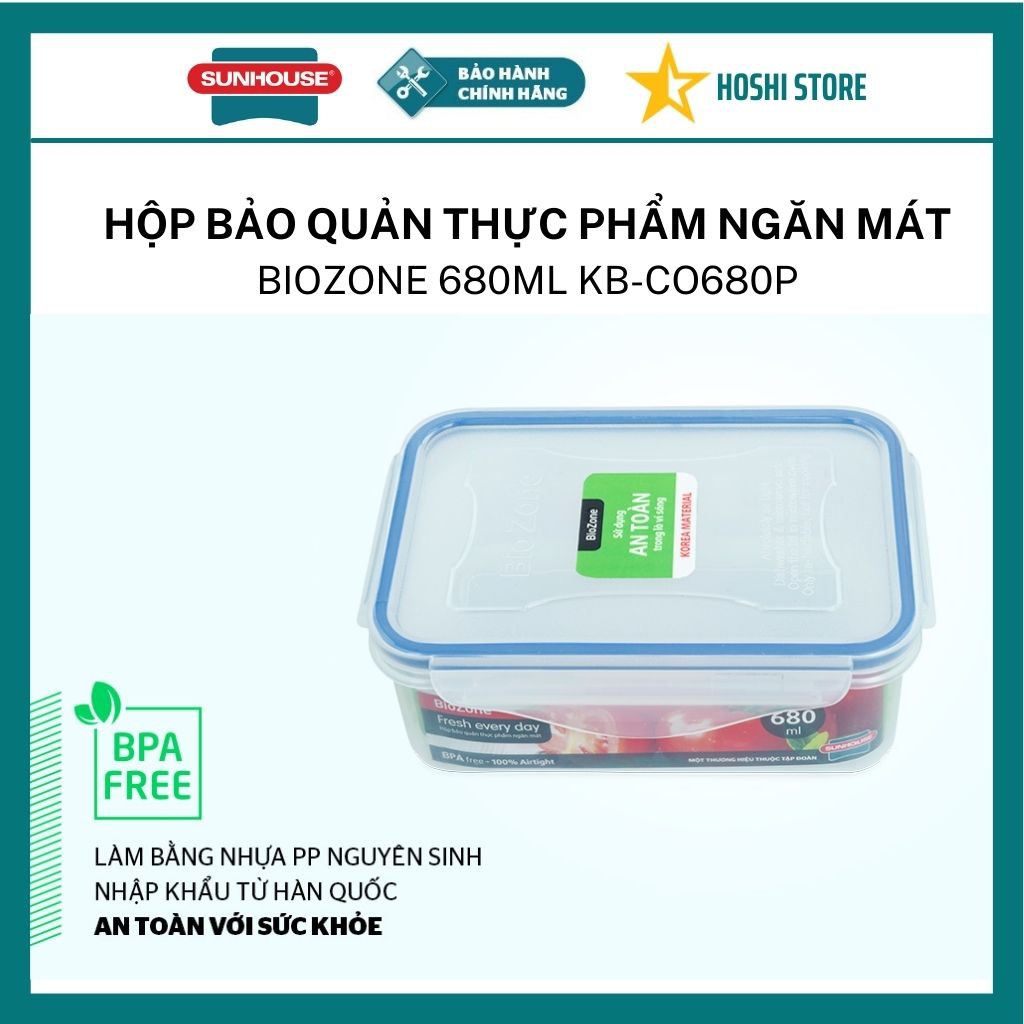 Hộp bảo quản thực phẩm ngăn mát BioZone 680ml KB-CO680P