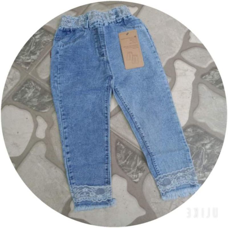 Quần bò phối ren bé gái 1-14 tuổi