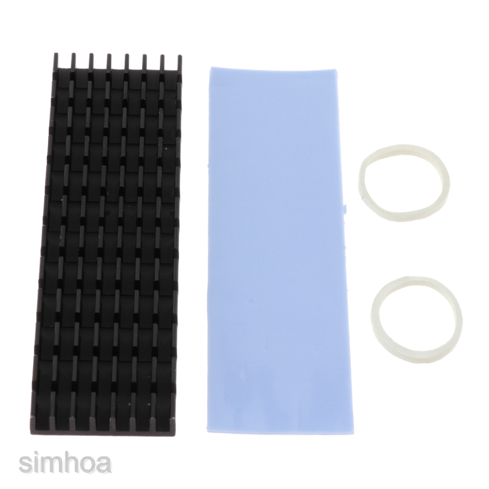 Lược nhôm tản nhiệt màu đen kèm miếng đệm nhiệt silicon dành cho ổ cứng thể rắn SSD M.2 2280