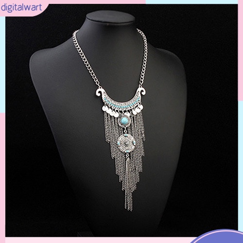 Vòng cổ Hợp Kim Dáng Dài Đính Đá Ngọc Lam Phong Cách Bohemian