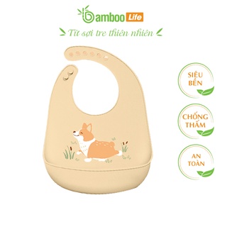 Yếm ăn dặm silicon cho bé Bamboo Life BL068 có máng chống thấm đồ dùng cao cấp hình thú siêu cute tiện dụng