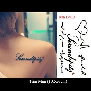 Xăm dán Tattoo nhịp tim chữ B413