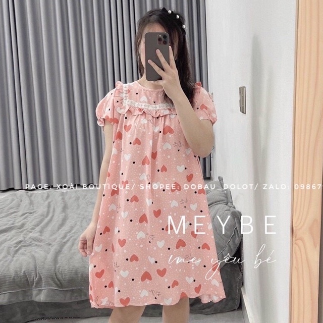 Váy lanh đầm bầu cộc tay mặc nhà MÙA HÈ MỀM MÁT