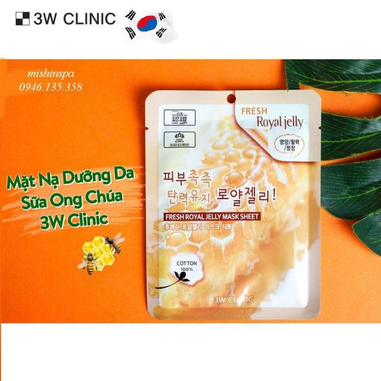 Mặt nạ 3w clinic chiết xuất Sữa Ong Chúa_Fresh Royal Jelly Mask Sheet 23g x10 (Hàn Quốc)