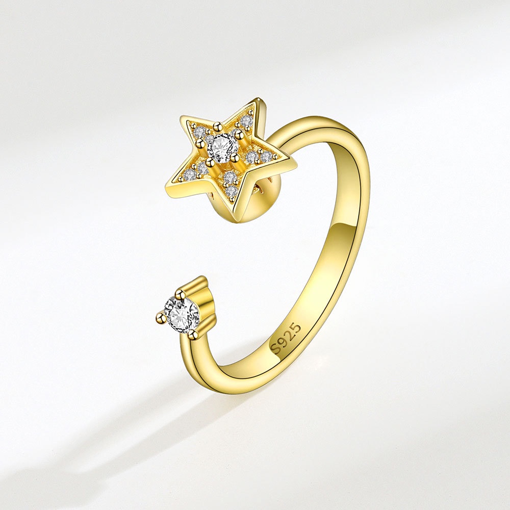 Nhẫn Hở Hình Ngôi Sao Năm Cánh Có Thể Điều Chỉnh Kích Cỡ Dành Cho Nữ