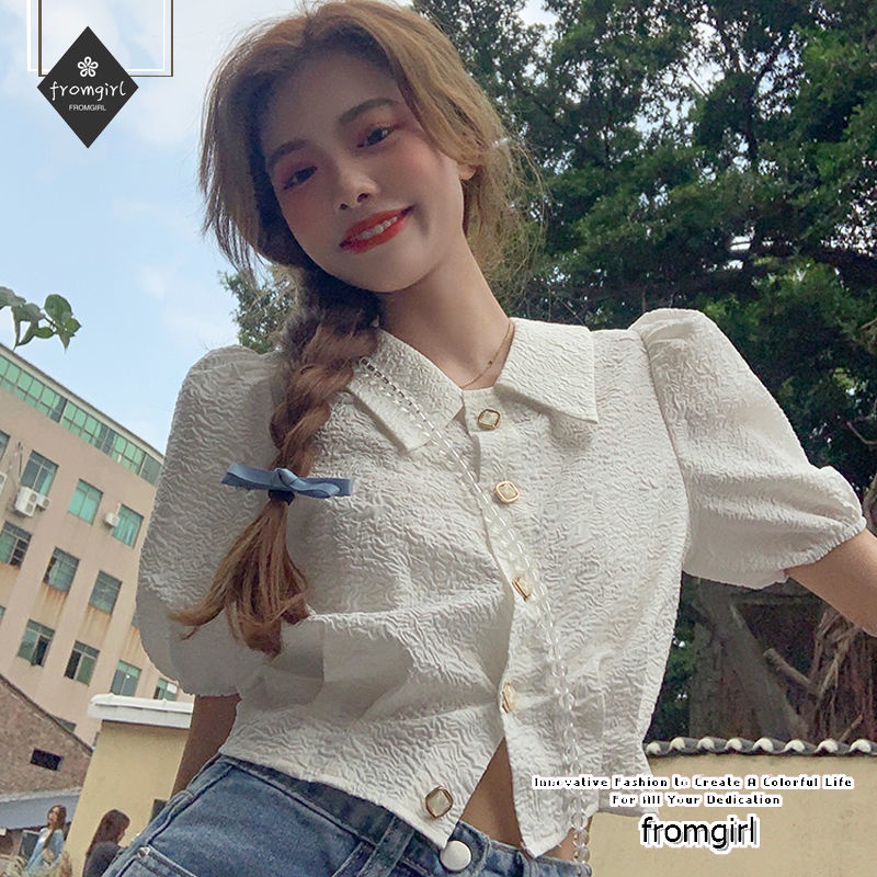 Áo Kiểu Tay Phồng Ngắn Phong Cách Pháp Thời Trang Mùa Xuân 2022 Cho Nữ