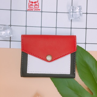 Ví da gập ngắn phối màu cổ điển-sp001447