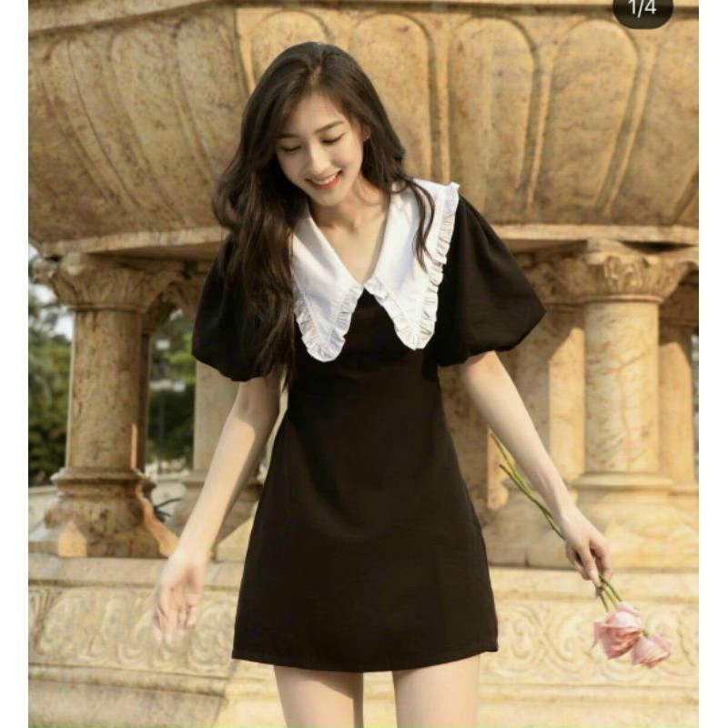 HÀNG SẴN HÀNG SẴN ĐẦM ĐEN CỔ BÈO TRẮNG🎀VIDEO THẬT SHOP QUAY SIÊU HOT SIÊU HOT | BigBuy360 - bigbuy360.vn