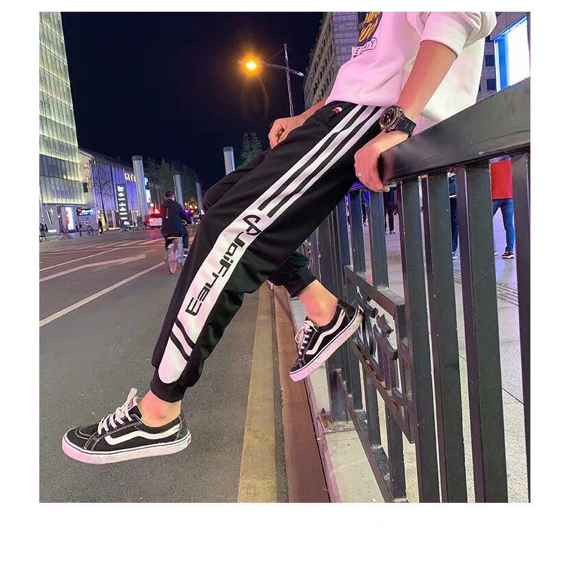 [Freeship] Quần Jogger Sọc Hai Bên Phối Chữ Hắc Não