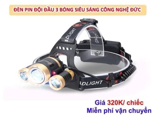 Đèn pin đội đầu 3 bóng siêu sáng