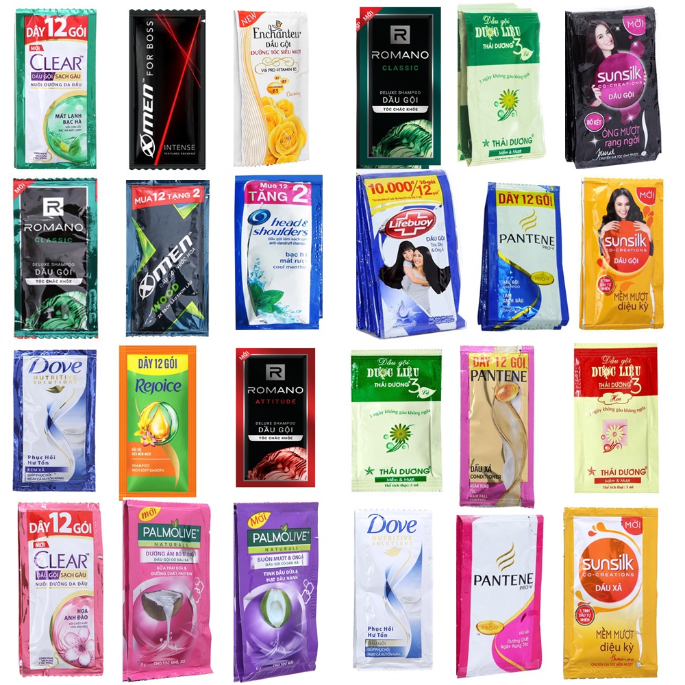 Dây Dầu Gội Xả Clear, Dove, Rejoice, Pantene, Head & Shoulder, Sunsilk, X Men, Romano, Palmolive, Enchanteur, Life Buoy
