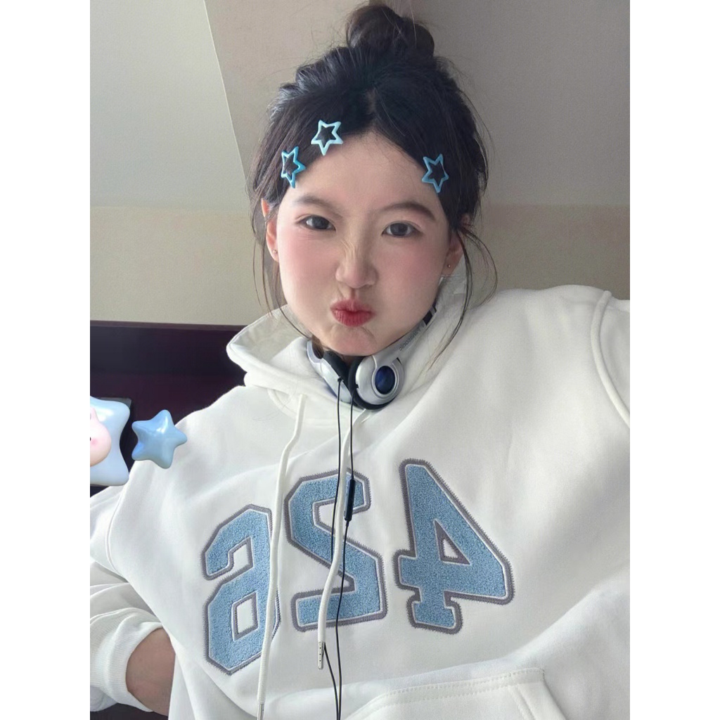 NRVP Áo Hoodie Tay Dài Oversize In Họa Tiết Phong Cách Hàn Quốc Kiểu Mới Cho Nam / Nữ