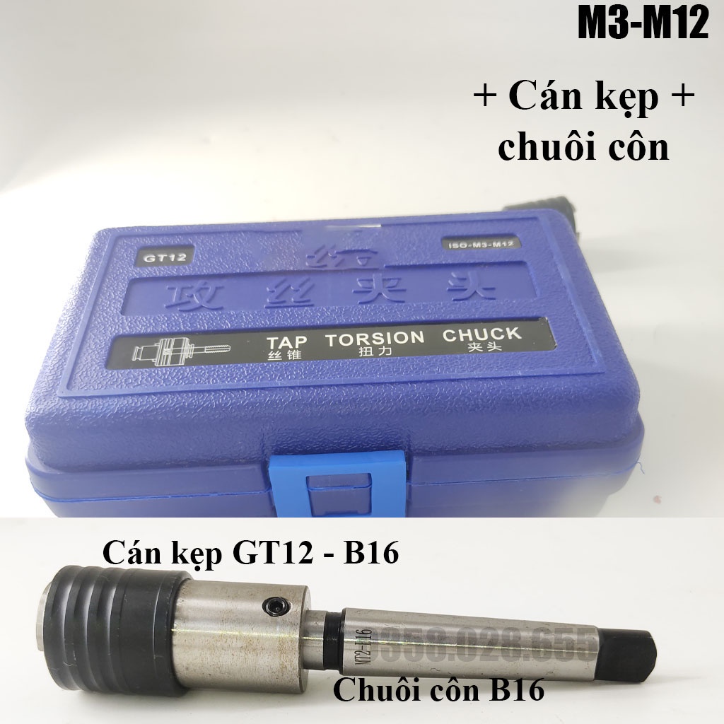 Đầu kẹp mũi taro tháo lắp nhanh chống quá tải kèm cán kẹp chuẩn GT12-B16